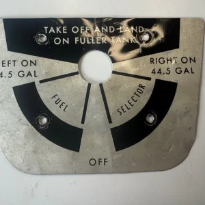 CESSNA 210K FUEL SELECTOR PLACARD 0705048-11 44.5 GAL LEFT RIGHT AIRCRAFT PANEL