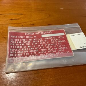 GENUINE NEW PIPER 582-352 STRUT SERVICE INSTRUCTION PLACARD 69669-67 OEM